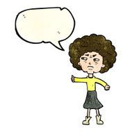 cartoon annoyed old woman with speech bubble N7
