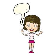 cartoon woman pointing with speech bubble N68