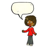 cartoon surprised woman with speech bubble N75