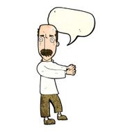 cartoon balding man explaining with speech bubble N4