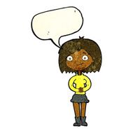 cartoon happy woman with speech bubble N75