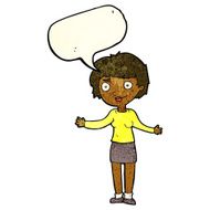 cartoon confused woman with speech bubble N25
