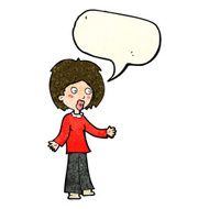 cartoon surprised woman with speech bubble N76