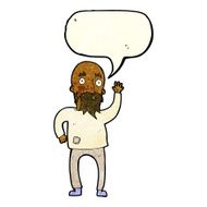 cartoon bearded man waving with speech bubble N3
