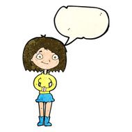 cartoon happy woman with speech bubble N76