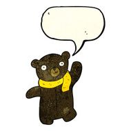 cute cartoon black teddy bear with speech bubble N3