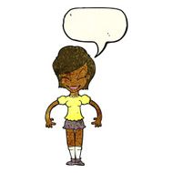 cartoon pretty woman with speech bubble N88