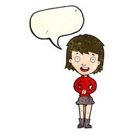 cartoon excited woman with speech bubble N44