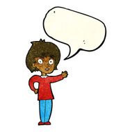 cartoon happy woman with speech bubble N77