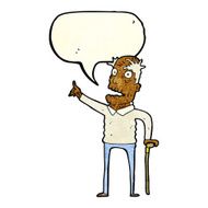 cartoon old man with walking stick speech bubble N3