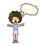 cartoon stressed out woman talking with speech bubble N4