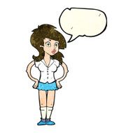cartoon pretty woman with speech bubble N91
