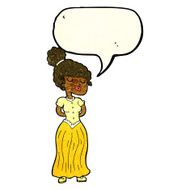 cartoon pretty victorian woman with speech bubble N3