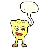 cartoon rotten tooth character with speech bubble N2