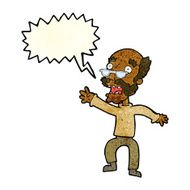 cartoon frightened old man with speech bubble N8