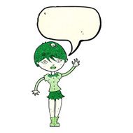 cartoon vampire girl waving with speech bubble N4