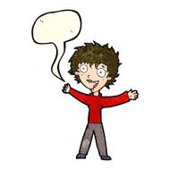 cartoon excited woman with speech bubble N45