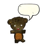 cartoon teddy black bear cub with speech bubble N3