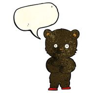 cartoon teddy black bear cub with speech bubble N4