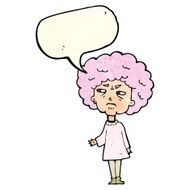 cartoon old lady with speech bubble N4