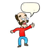 cartoon frightened old man with speech bubble N9