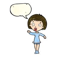 cartoon waving woman with speech bubble N54