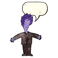 cartoon happy vampire with speech bubble N9