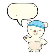 cartoon polar bear wearing hat with speech bubble N2