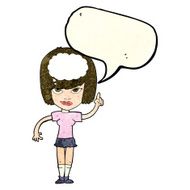 cartoon woman with idea speech bubble N82
