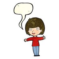 cartoon happy woman with speech bubble N80