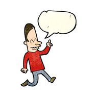 cartoon happy man pointing with speech bubble N20