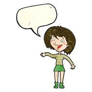 cartoon waving woman with speech bubble N55