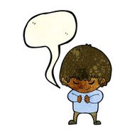 cartoon shy boy with speech bubble N6