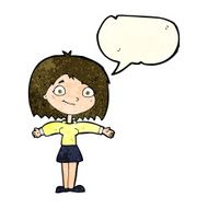 cartoon happy girl with speech bubble N29