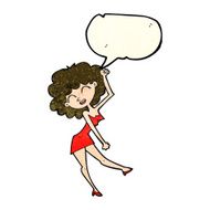cartoon dancing woman with speech bubble N16