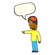 cartoon clever man pointing with speech bubble N2