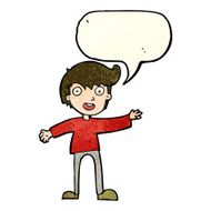 cartoon excited boy with speech bubble N43
