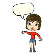 cartoon woman waving hand with speech bubble N4