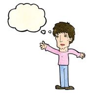 cartoon worried man reaching out with speech bubble N7