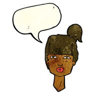cartoon female head with speech bubble N3