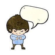 cartoon shy boy with speech bubble N7