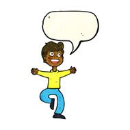 cartoon excited boy with speech bubble N44