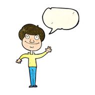 cartoon happy man waving with speech bubble N14