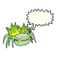 cartoon spooky spider with speech bubble N4
