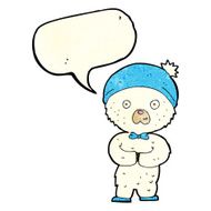 cartoon little polar bear with speech bubble N3