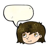 cartoon female face with speech bubble N45
