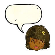 cartoon happy female face with speech bubble N46