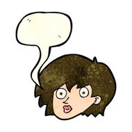 cartoon surprised female face with speech bubble N17