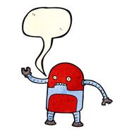 funny cartoon robot with speech bubble N17