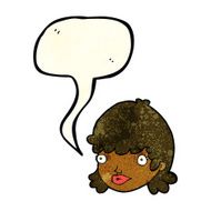 cartoon female face with surprised expression speech bubble N6